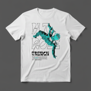 white t shirt (turquoise design)